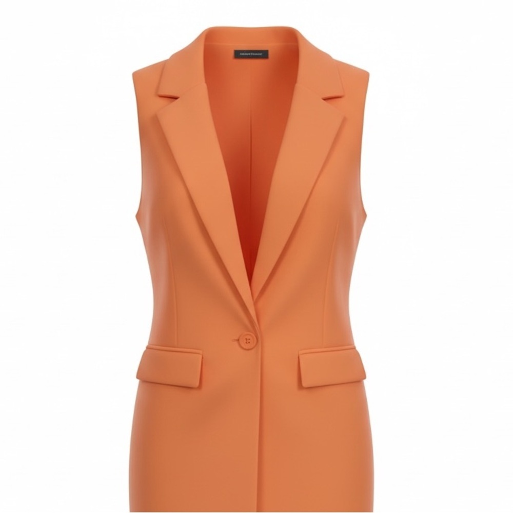 Ashley Stewart Orange Sherbet Sleeveless Tunic Vest 14/16 NWT One Button - Picture 3 of 8